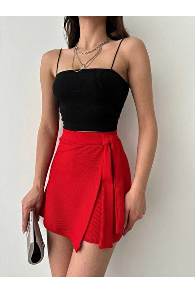 Jeevee Fitilli Yandan Bağlama Detaylı Şort Etek