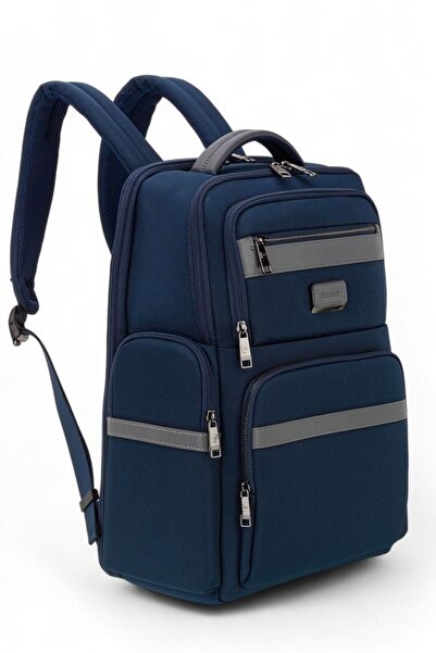 Pierre Cardin حقيبة ظهر للجنسين مقاس 16 بوصة باللون الأزرق الداكن 01PC00302