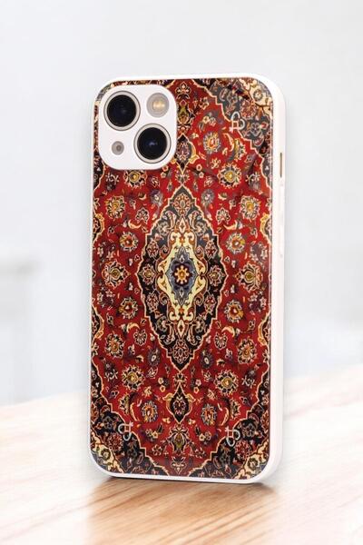 mooodcase iPhone 13 Uyumlu Anatolian Carpet Glossy Glass Kamera Korumalı Silikonlu Telefon Kılıfı