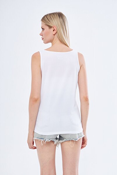 Moda Işık Thick Strap White Sports Tank Top - California Printed