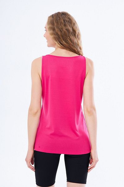 Moda Işık Fuchsia Colored Chinese Printed Thick Strap Sports Undershirt