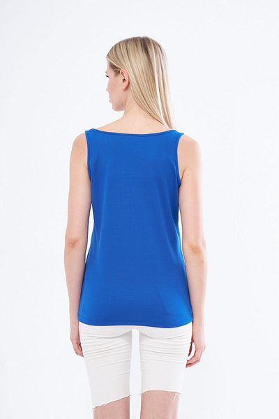 Moda Işık Jordon Printed Saks Blue Thick Strap Sports Tank Top