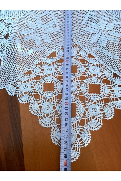 yörük tuhafiye 100 cm Lace Fiskos Tablecloth - Handcrafted and Coffee Table Medium