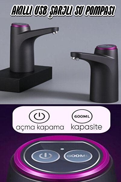 ESENLİWE Şarjlı Otomatik Damacana Su Pompası Tek Motorlu Akıllı (600ML) Damacana Su Pompası