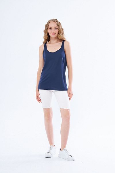 Moda Işık Navy Blue Dragon Printed Thick Strap Sports Undershirt
