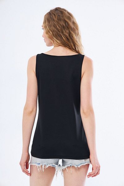 Moda Işık Winter Printed - Sports Tank Top with Thick Straps Black Color