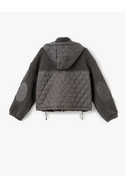 Koton Detachable Hooded Zipper Double Pocket Plush Jacket