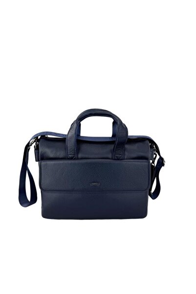 Grande Navy Blue Genuine Leather Men's Briefcase - 6881