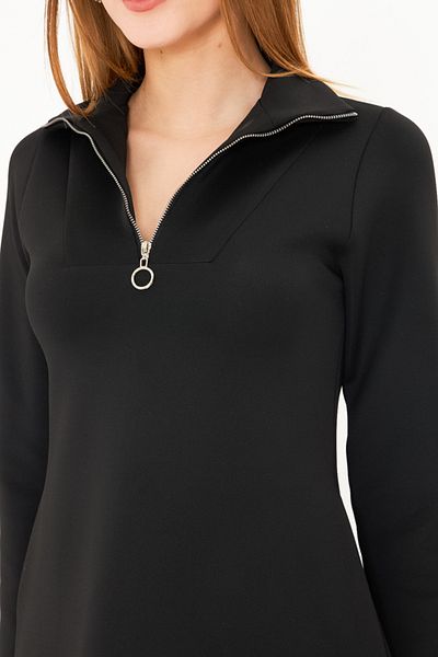 armonika Μαύρο Μίνι Φόρεμα Diver με φερμουάρ και τσέπες - Stand Collar ARM-25K 001072