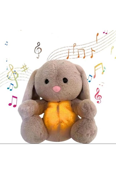 Happystore Nefes alan Sevimli Yatıştırıcı Yenidoğan Bebek Tavşan ışıklı ninni  uyku arkadaşı