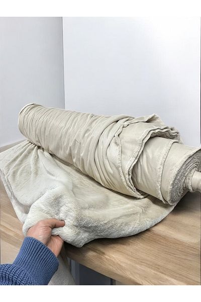 PLUSH STUDIO ISTANBUL Toscana 500Gr Imported Ecru Plush Rabbit Feather Faux Fur - 100X150Cm Home Textiles