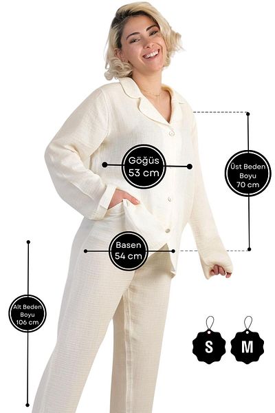 DALİSA Muslin Women's Pajama Set - Buttoned Collar
