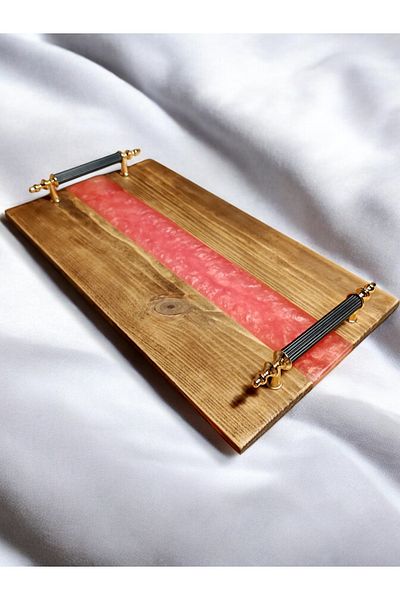 websunday Handmade Epoxy Natural Wood Tray, Promise Tray, Coffee Presentation Tray