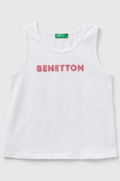 United Colors of Benetton Kız Çocuk Beyaz Simli Logo İşlemeli Atlet