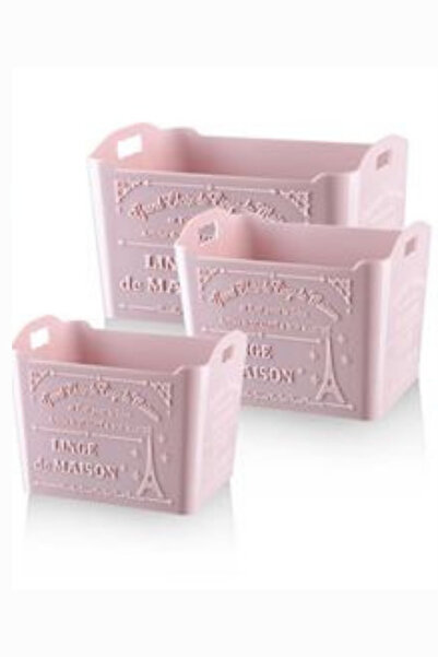 Eynel 3'lü Eyfel Desenli Çok Amaçlı Sepet, Farklı Boyutlu Plastik Düzenleyici...