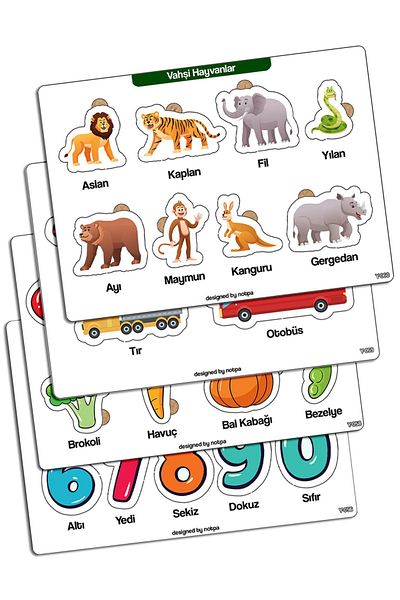 kutuTR Notpa Children's Educational and Educational Wooden Colorful Puzzle Set of 104