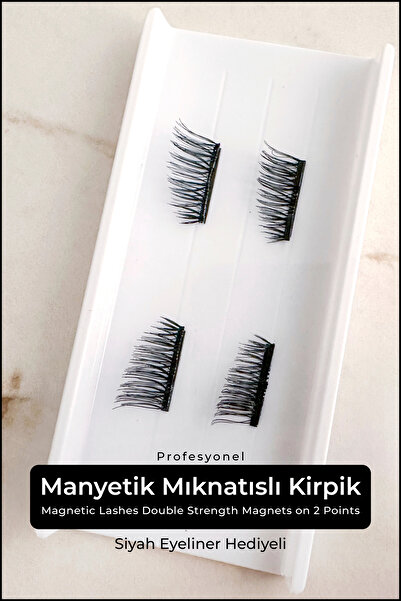 GXMPRO Manyetik Mıknatıslı Kirpik (Eyeliner Hediyeli) - Magnetic Lashes Double Strength Magnets on 2 Points