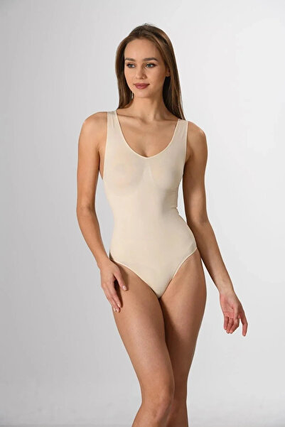 5.MEVSİM Kadın Beyaz Kalın Askılı Çıtçıtlı Body Korse Yeni Sezon