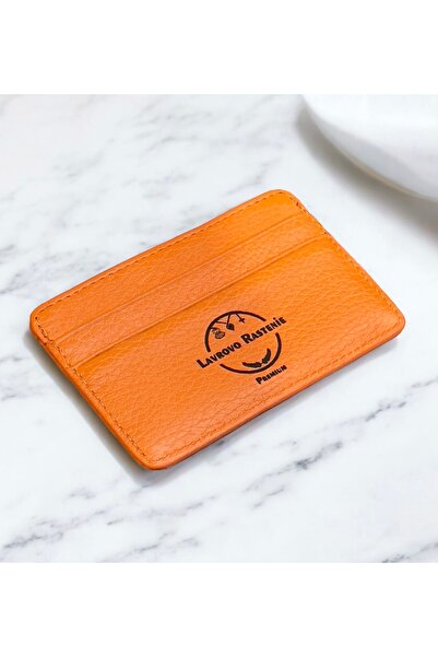 Lavrovo Rastenie حامل بطاقات جلد برتقالي