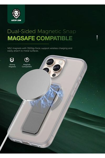 Green Lion Grip 360 Magsafe Case For iPhone 16 Pro - Gray