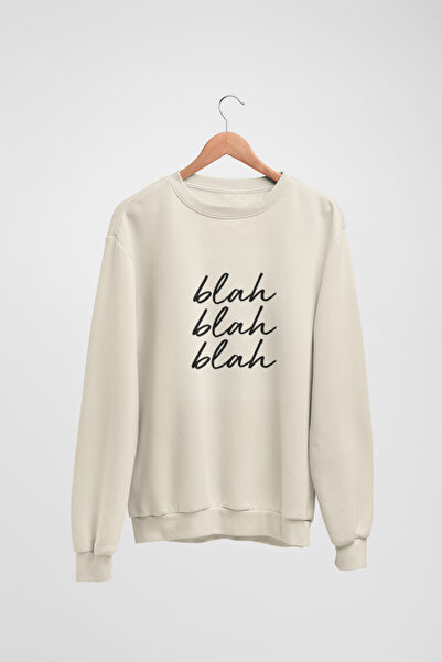 Butik Φούτερ Unisex με μακρύ μανίκι BLAH Transfer με τύπωμα με λαιμόκοψη ποδη...