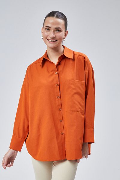 lurex moda Oversize Large Size Shirt with One Pocket