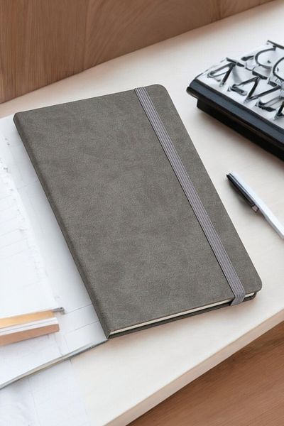Mio Life Lined Thermo Leather Notebook - 80 Sheets, Pen Elastic and Ribbon Bookmark - Special Gift Package
