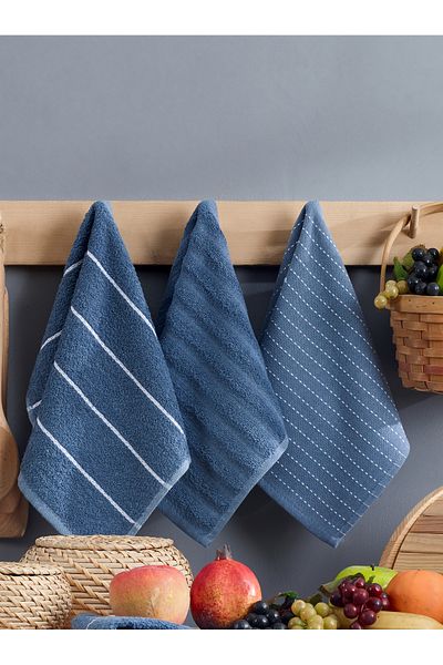 Denia Home Textile طقم لونا مكون من 6 مناشف للمطبخ واليد والوجه مقاس 30x50 سم