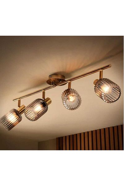 demet habek mylights Mylights Vintage Movable Quadruple Smoked Glass Modern Rustic Living Room Kitchen Hotel Office Cafe Chandelier