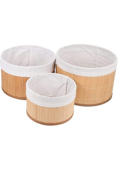 Busstier Round Bamboo Basket Set – Multipurpose Wicker Storage and Organizing...