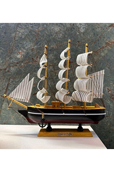 Genel Markalar Ahşap Yelkenli Gemi Büyük Boy CONFECTİON BORDO - SİYAH