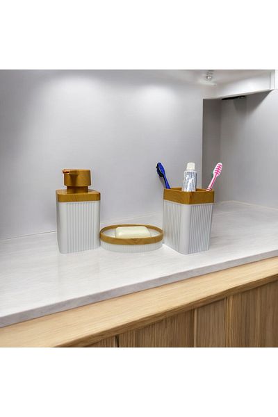 WESPA 3-Piece Bathroom Set - Soap Dispenser, Liquid Soap Dispenser and Flush
