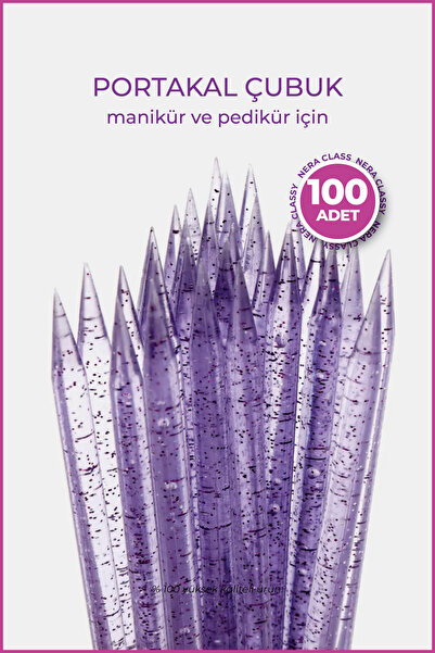 Nera Classy Simli Portakal Çubuğu Akrilik Çift Taraflı Tırnak Eti Itici Manikür Pedikür (ÇOK KULLANIMLIK)
