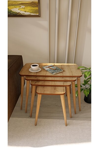 ALMOND MOBİLYA 4lü Dörtlü Mdf Ahşap Zigon Sehpa Takımı, Zigon Sehpa, Servis Sehpası, Yan Sehpa