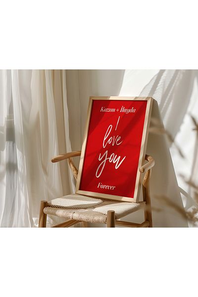 Home Valentine's Day Gift, Personalized Painting with Natural Wood Frame Name, Special Design, Poster + Frame