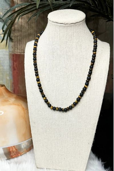 NBS Beautiful Naturel Stones Men's Energy, Nazar Tiger Eye Natural Stone Necklace 6 mm 65 cm (Gift, Birthday, Valentine's Day