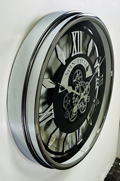 CONGARAHOME Congara Ahşap Oyma Roma Rakamlı Çarklı Duvar Saati KROM