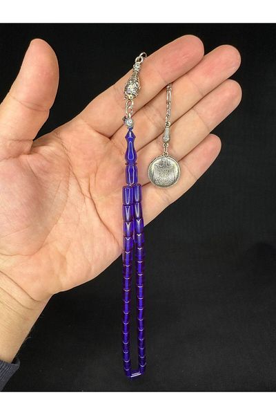 Anemore Collection Lover's Special Gift - Fire Amber Prayer Beads, Dark Blue Color, Cutting Cut, 10.5Mmx6.5Mm H-1657