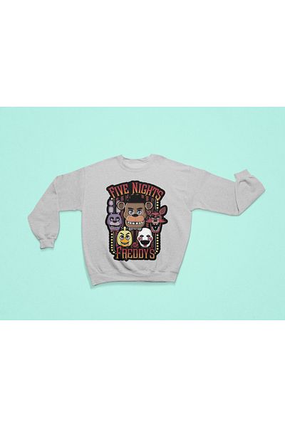 MAGORS ДВОЙНО СИВ СУИТШЪРТ С ПРИНТ FNAF И ОБЪРКАНО ЯКЕ - ДВА ПРОДУКТА НА ЕДНА ЦЕНА