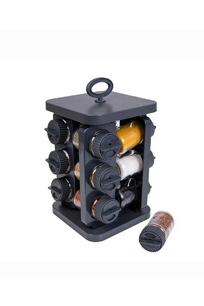 ASPARTAM Herevin Glass Spice Ball Black Color Roating Stand Luxury Fenomen 12 Spice Ball
