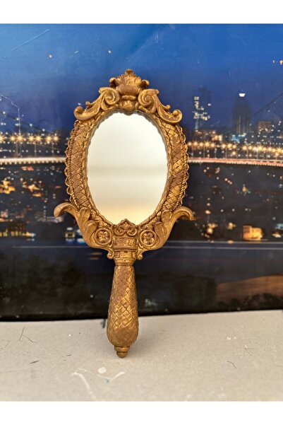 busraconcept Kahverengi gold eskitmeli el aynası