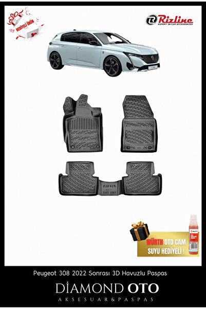 Rizline Peugeot 308 3d havuzlu paspas ve bagaj havuzu 2022-2023-2024