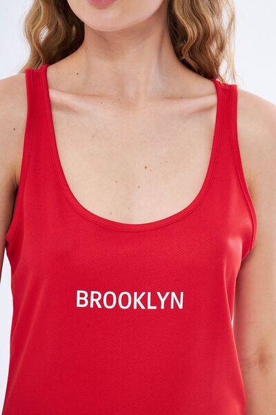 Moda Işık Red Printed Thick Strap Athlete's Tank Top