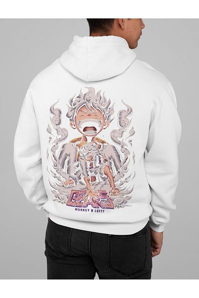 SEVBANO Monkey D Luffy Gear 5 Printed Unisex Oversize Anime Hoodie