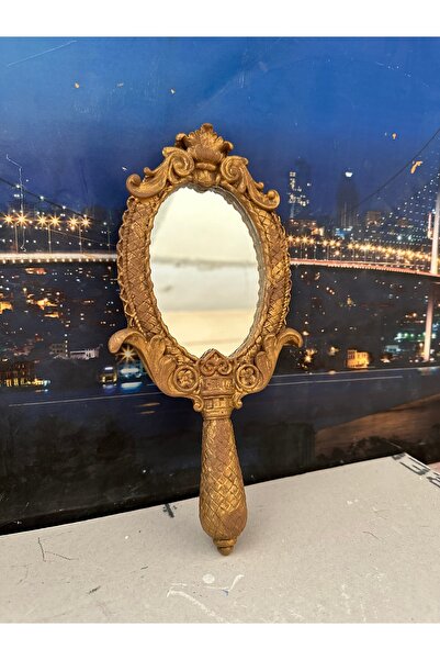 busraconcept Kahverengi gold eskitmeli el aynası