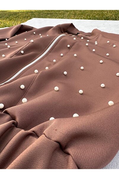 FADME TEKSTİL DOUBLE KUMAŞ FERMUARLI İNCİ DETAYLI ÇEKET