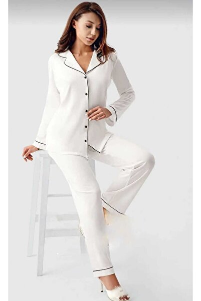 Genel Markalar Perin Kadın Lüx Kutulu Pamuklu Penye Biyeli Pijama Takımı