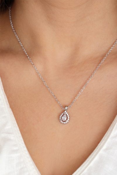 DHARMONYCO Silver Minimal Baget Taşlı Kolye