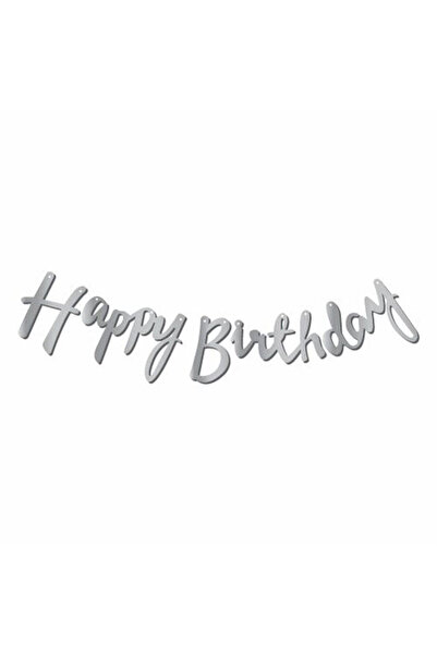 Öz-bal Gümüş Happy Birthday Kaligrafik Yazı Gümüş Renk