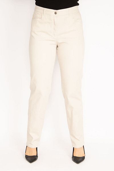Şans Große Damen-Hose aus Lycra-Gabardine-Stoff in Steinoptik mit Vordertaschen 65n35263